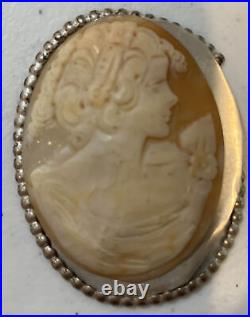 Antique Victorian Hand Carved Shell Detailed Setting Cameo Broach Needs Setting