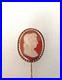 Antique Victorian Hand Carved Stone Cameo Stick Pin of Woman's Profile 14K