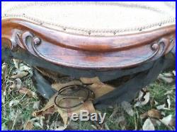 Antique Victorian Hand Carved Walnut Barrel Back Tub Chair