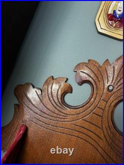 Antique Victorian Hand Carved Walnut Wall Pocket