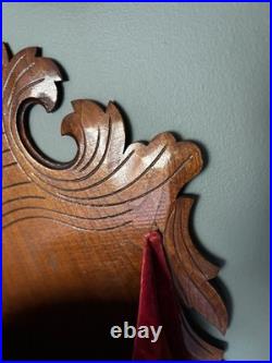 Antique Victorian Hand Carved Walnut Wall Pocket