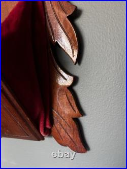 Antique Victorian Hand Carved Walnut Wall Pocket