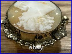 Antique Victorian Hand Carved Woman Cameo Shell Broach/Pendant Civil War Era