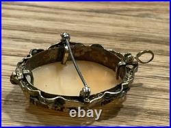Antique Victorian Hand Carved Woman Cameo Shell Broach/Pendant Civil War Era