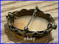 Antique Victorian Hand Carved Woman Cameo Shell Broach/Pendant Civil War Era