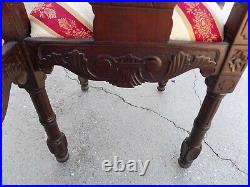 Antique Victorian Hand Carved Wood Chair Courting Seat Kissing bench tête-à-tête