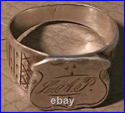 Antique Victorian Hand Chased COIN Silver Signet Ring Antique Victorian Hand Chased COIN Silver Signet Ring