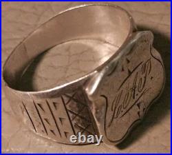 Antique Victorian Hand Chased COIN Silver Signet Ring