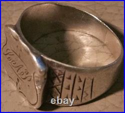 Antique Victorian Hand Chased COIN Silver Signet Ring