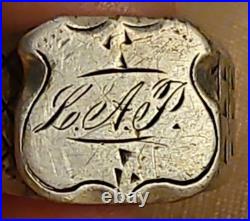 Antique Victorian Hand Chased COIN Silver Signet Ring