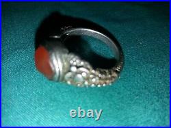 Antique Victorian Hand Crafted Silver Carnelian Ring