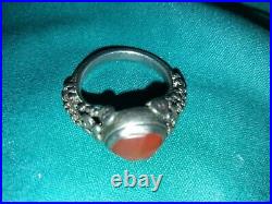 Antique Victorian Hand Crafted Silver Carnelian Ring