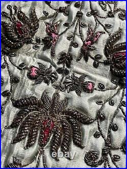 Antique Victorian Hand Embroidered Unused Dress Collar & Cuffs Metal Threads