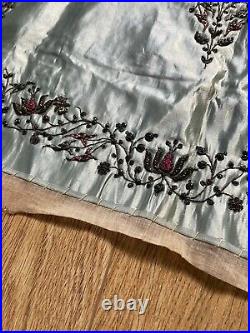 Antique Victorian Hand Embroidered Unused Dress Collar & Cuffs Metal Threads