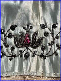 Antique Victorian Hand Embroidered Unused Dress Collar & Cuffs Metal Threads