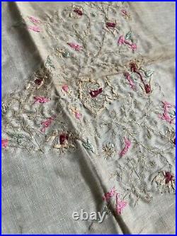 Antique Victorian Hand Embroidered Unused Dress Collar & Cuffs Metal Threads