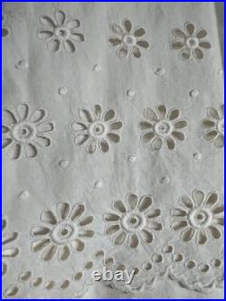 Antique Victorian Hand Embroidery Eyelet Tea Gown Sweep Prairie Dress Sz LARGE