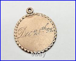 Antique Victorian Hand Engraved 10k Gold Love Token Pendant Charm, Christmas'92