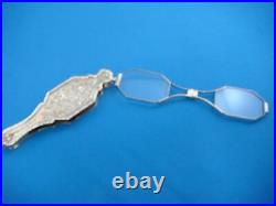 Antique Victorian Hand Engraved 14k Solid Gold Folding Lorgnette/opera Glasses