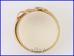 Antique Victorian Hand Engraved 18Kt Yellow Gold Buckle Ring Band 6.6 Grams