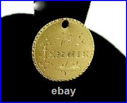 Antique Victorian Hand Engraved 21k Gold Love Token Pendant Charm, Charlie Jennie