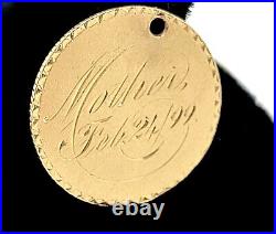 Antique Victorian Hand Engraved 22k Gold Love Token Pendant Charm, Mother,'99