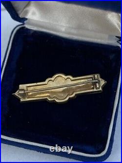 Antique Victorian Hand Engraved Gold Filled Black & White Cameo Bar Pin