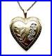 Antique Victorian Hand Etched 14k GF Floral Heart Pendant Locket Necklace