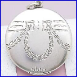 Antique Victorian Hand Etched Laurel Wreath Greek Key Silver Locket