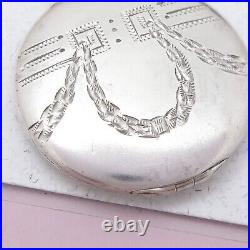 Antique Victorian Hand Etched Laurel Wreath Greek Key Silver Locket