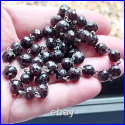 Antique Victorian Hand Faceted Natural Garnet Necklace 19 Long