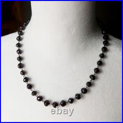 Antique Victorian Hand Faceted Natural Garnet Necklace 19 Long