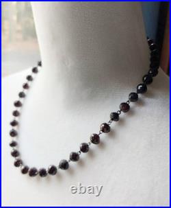 Antique Victorian Hand Faceted Natural Garnet Necklace 19 Long