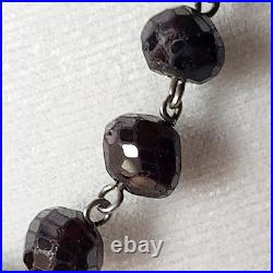 Antique Victorian Hand Faceted Natural Garnet Necklace 19 Long