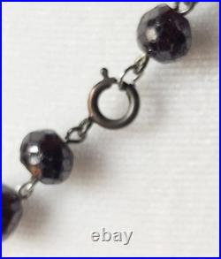 Antique Victorian Hand Faceted Natural Garnet Necklace 19 Long