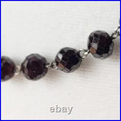Antique Victorian Hand Faceted Natural Garnet Necklace 19 Long