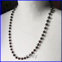 Antique Victorian Hand Faceted Natural Garnet Necklace 23 Long