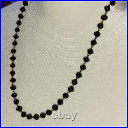Antique Victorian Hand Faceted Natural Garnet Necklace 23 Long