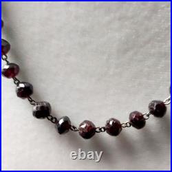 Antique Victorian Hand Faceted Natural Garnet Necklace 23 Long