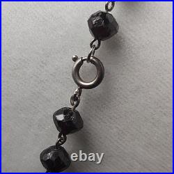 Antique Victorian Hand Faceted Natural Garnet Necklace 23 Long