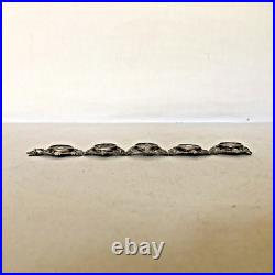 Antique Victorian Hand Made 800 Silver Pietra Dura Inlay Flower Bangle Bracelet