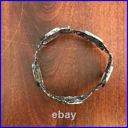 Antique Victorian Hand Made 800 Silver Pietra Dura Inlay Flower Bangle Bracelet
