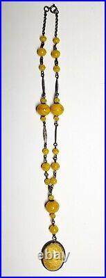 Antique Victorian Hand-Made African Amber Nickel Silver Necklace Victorian era