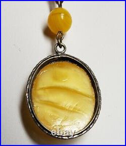 Antique Victorian Hand-Made African Amber Nickel Silver Necklace Victorian era