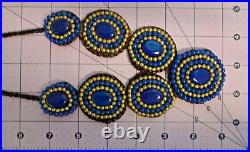 Antique Victorian Hand Made Human Hair Lapis Lazuli Mourning Plastron Necklace