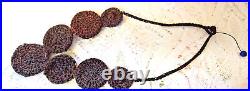 Antique Victorian Hand Made Human Hair Lapis Lazuli Mourning Plastron Necklace