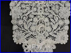Antique Victorian Hand Made Mixed Brussels Floral Lace Collar For Dress