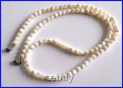 Antique Victorian Hand Made Mother Of Pearl Beads Necklace