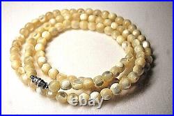 Antique Victorian Hand Made Mother Of Pearl Beads Necklace 70,2 Grams/