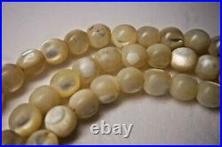 Antique Victorian Hand Made Mother Of Pearl Beads Necklace 70,2 Grams/